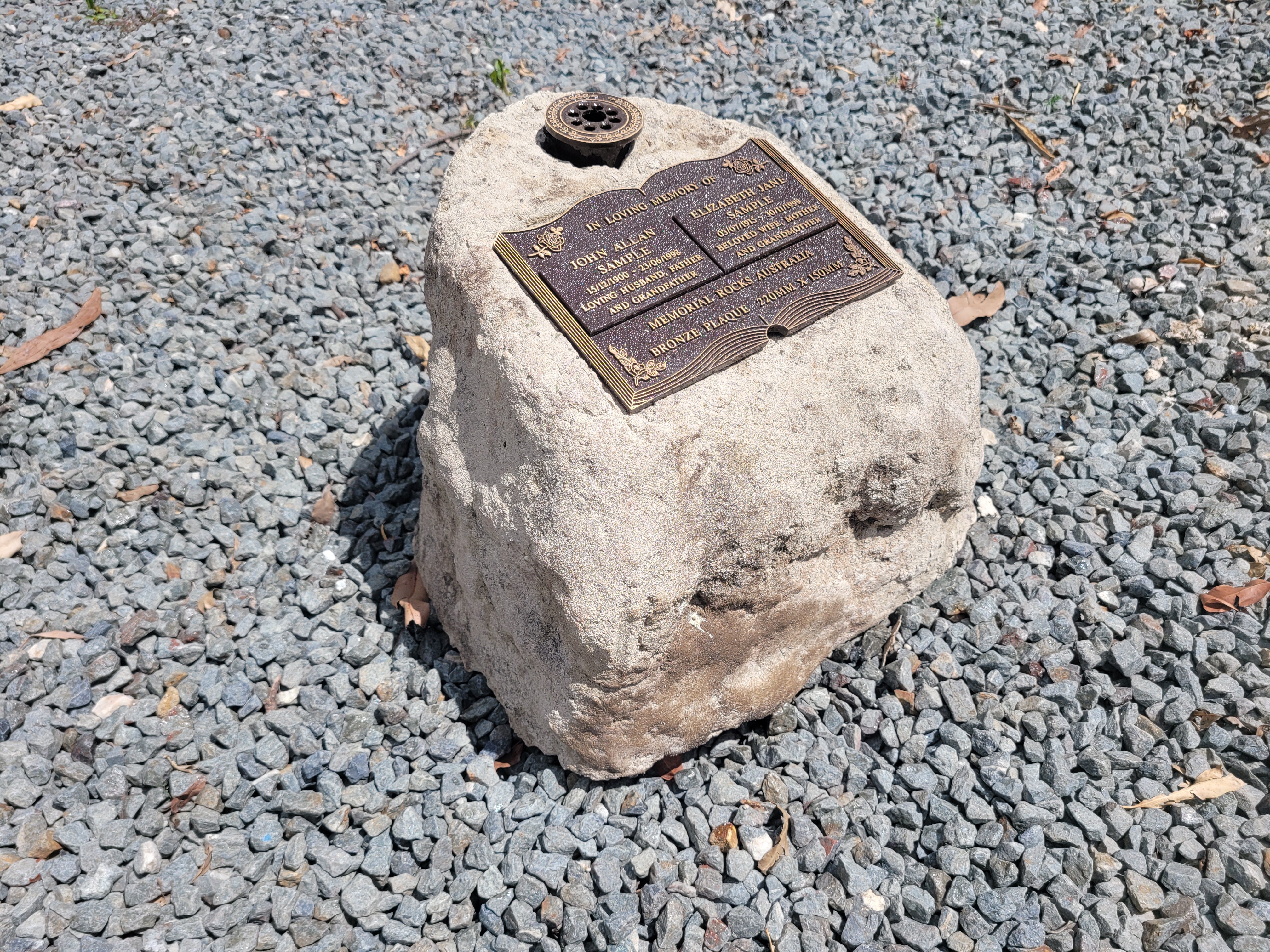 Large Memorial Rock Urn with Vase. 2055 Novelty